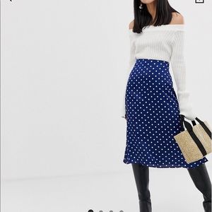 Asos Glamorous Petite Midi Skirt Polka Dot
